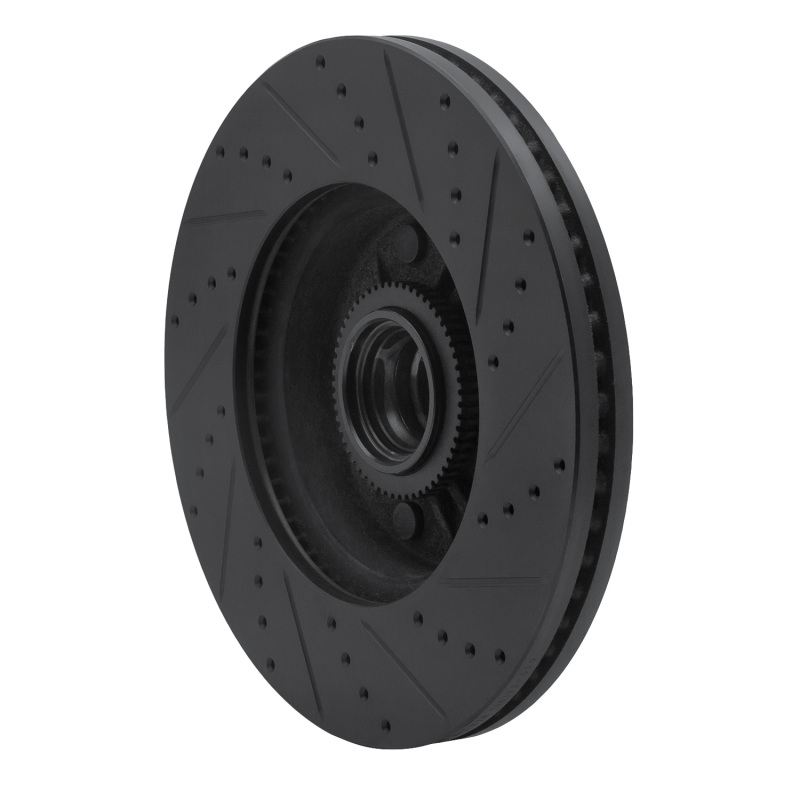 Ford E-150 Club Wagon Brake Rotor (1) - Front Left - R1 Concepts - Drilled & Slotted - Black - `04-`06